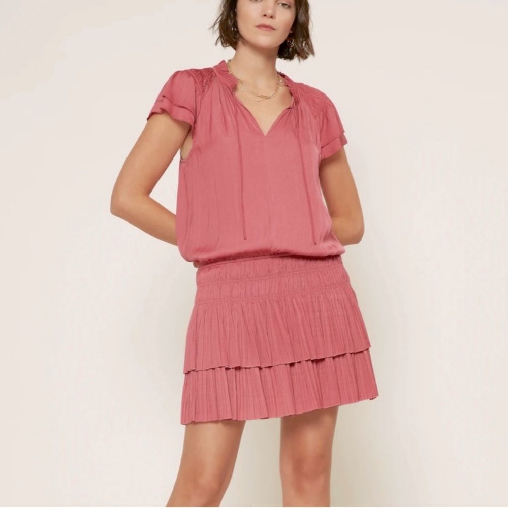 Current Air Zoey Pleated Mini Dress in Mauve size Large